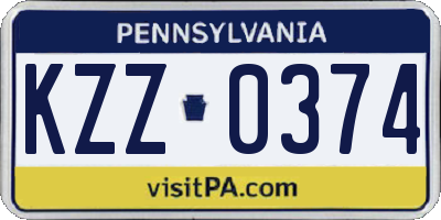 PA license plate KZZ0374