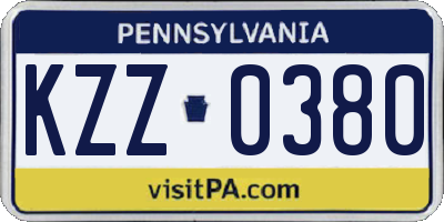 PA license plate KZZ0380