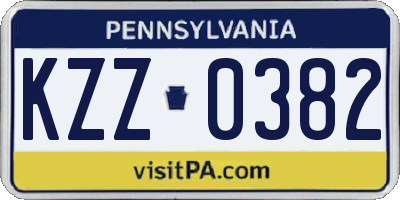PA license plate KZZ0382