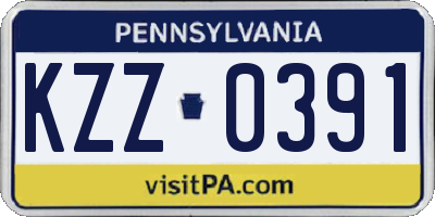 PA license plate KZZ0391