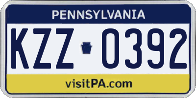 PA license plate KZZ0392