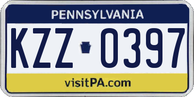PA license plate KZZ0397