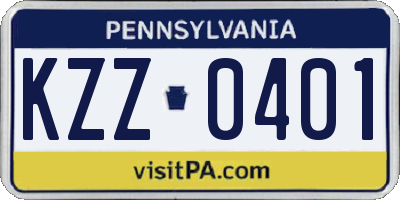 PA license plate KZZ0401