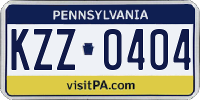 PA license plate KZZ0404