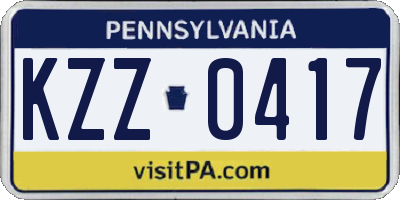 PA license plate KZZ0417