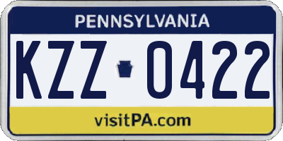 PA license plate KZZ0422