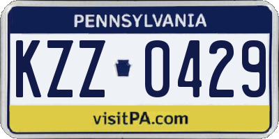 PA license plate KZZ0429