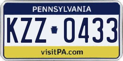 PA license plate KZZ0433