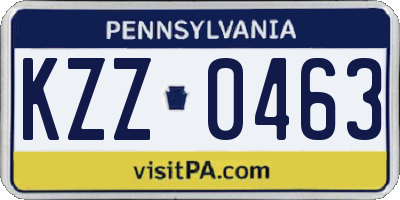 PA license plate KZZ0463