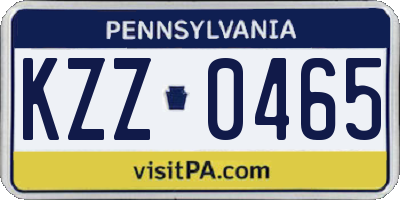 PA license plate KZZ0465