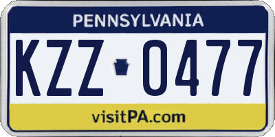 PA license plate KZZ0477