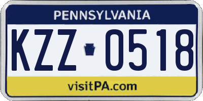 PA license plate KZZ0518