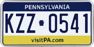 PA license plate KZZ0541