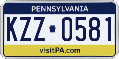 PA license plate KZZ0581