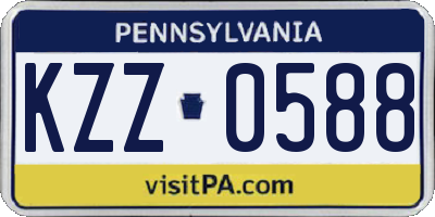 PA license plate KZZ0588