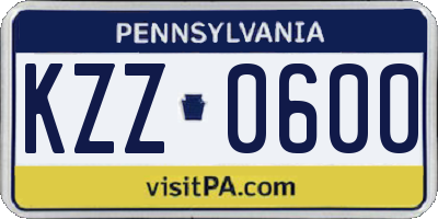 PA license plate KZZ0600