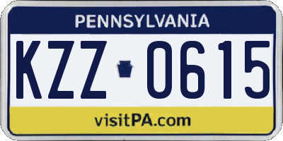 PA license plate KZZ0615