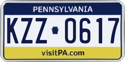 PA license plate KZZ0617