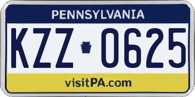 PA license plate KZZ0625