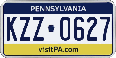PA license plate KZZ0627