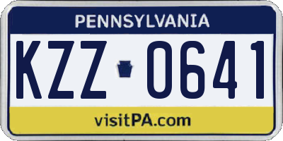 PA license plate KZZ0641