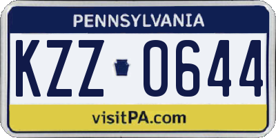 PA license plate KZZ0644