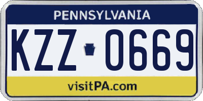 PA license plate KZZ0669