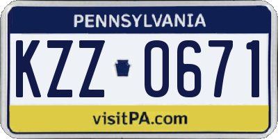 PA license plate KZZ0671
