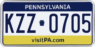 PA license plate KZZ0705
