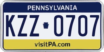 PA license plate KZZ0707