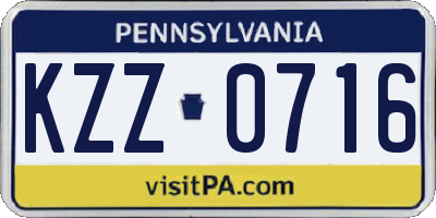 PA license plate KZZ0716
