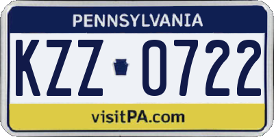 PA license plate KZZ0722