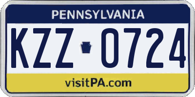 PA license plate KZZ0724