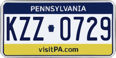 PA license plate KZZ0729