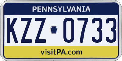 PA license plate KZZ0733