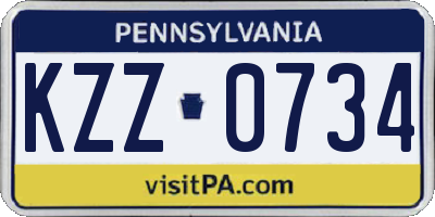PA license plate KZZ0734