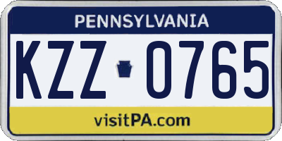 PA license plate KZZ0765