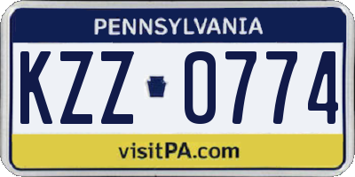 PA license plate KZZ0774