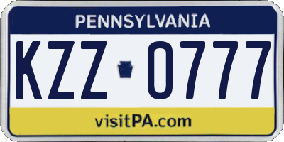 PA license plate KZZ0777