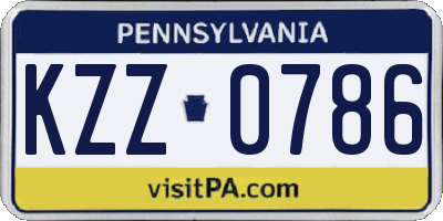 PA license plate KZZ0786