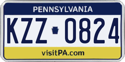 PA license plate KZZ0824