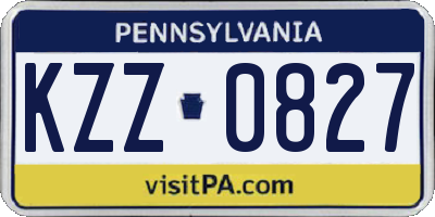 PA license plate KZZ0827
