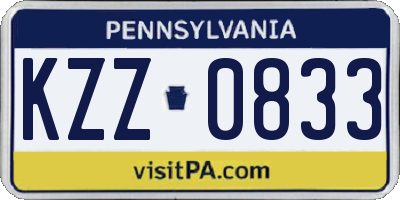 PA license plate KZZ0833