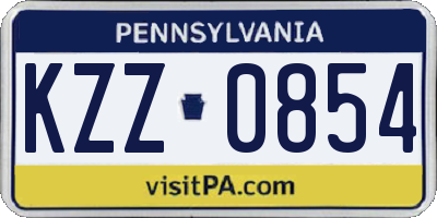 PA license plate KZZ0854