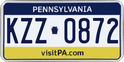 PA license plate KZZ0872