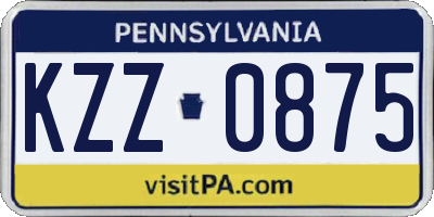 PA license plate KZZ0875