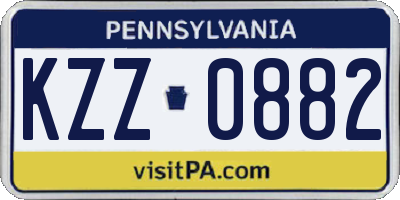PA license plate KZZ0882