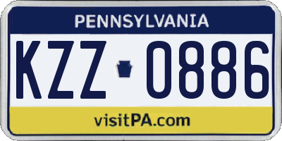 PA license plate KZZ0886