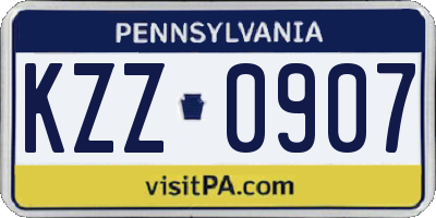 PA license plate KZZ0907