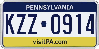 PA license plate KZZ0914